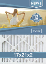 Pleated 17x21x2 Furnace Filters - (12-Pack) - Custom Size MERV 8 and MERV 11 - PureFilters