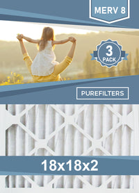 Pleated 18x18x2 Furnace Filters - (3-Pack) - MERV 8, MERV 11 and MERV 13 - PureFilters.ca