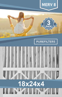 Pleated 18x24x4 Furnace Filters - (3-Pack) - MERV 8, MERV 11 and MERV 13 - PureFilters.ca