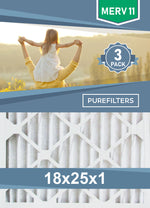 Pleated 18x25x1 Furnace Filters - (3-Pack) - MERV 8, MERV 11 and MERV 13 - PureFilters.ca