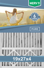 Pleated 19x27x4 Furnace Filters - (6-Pack) - Custom Size MERV 8 and MERV 11 - PureFilters