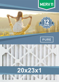 Pleated 20x23x1 Furnace Filters - (12-Pack) - Custom Size MERV 8 and MERV 11 - PureFilters