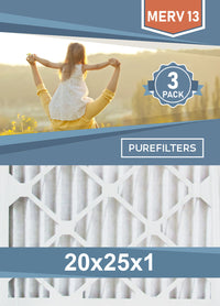 Pleated 20x25x1 Furnace Filters - (3-Pack) - MERV 8, MERV 11 and MERV 13 - PureFilters.ca