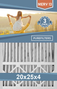 Pleated 20x25x4 Furnace Filters - (3-Pack) - MERV 8, MERV 11 and MERV 13 - PureFilters.ca