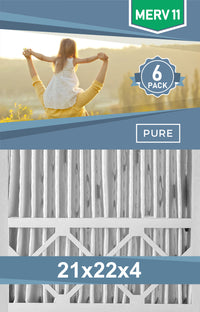 Pleated 21x22x4 Furnace Filters - (6-Pack) - Custom Size MERV 8 and MERV 11 - PureFilters