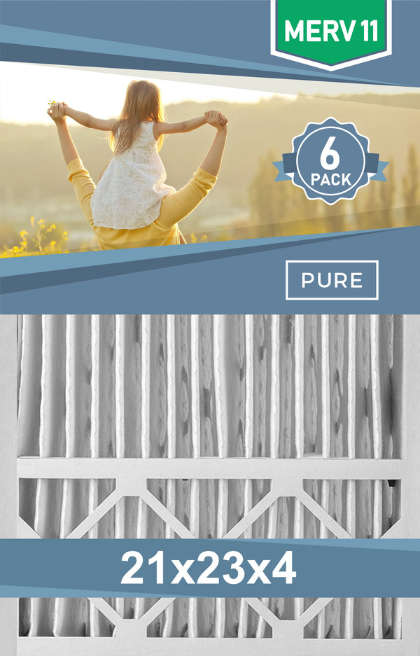Pleated 21x23x4 Furnace Filters - (6-Pack) - Custom Size MERV 8 and MERV 11 - PureFilters