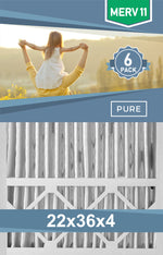 Pleated 22x36x4 Furnace Filters - (6-Pack) - Custom Size MERV 8 and MERV 11 - PureFilters