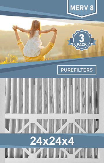 Pleated 24x24x4 Furnace Filters - (3-Pack) - MERV 8, MERV 11 and MERV 13