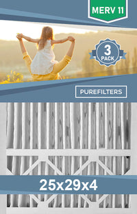 Pleated 25x29x4 Furnace Filters - (3-Pack) - MERV 8, MERV 11 and MERV 13 - PureFilters.ca