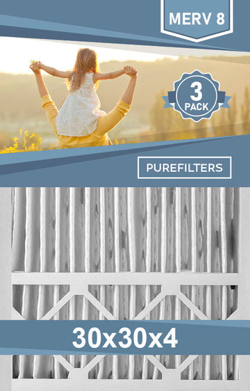 Pleated 30x30x4 Furnace Filters - (3-Pack) - MERV 8 and MERV 11