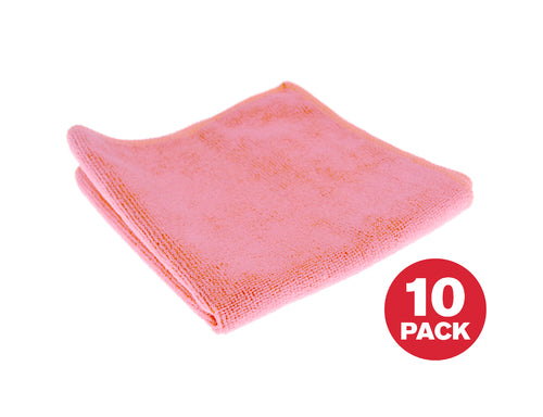 Globe Microfiber Cloth, Pink, 14" x 14", 10/Pack