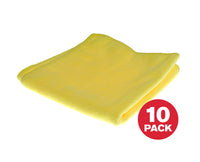 Globe Microfiber Cloth, Yellow, 14" x 14", 10/Pack