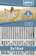 Pleated 8x16x4 Furnace Filters - (6-Pack) - Custom Size MERV 8 and MERV 11