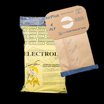 BA10/25JV Johnny Vac Brand Electrolux Canister 4-Ply paper bag 12 Pack All Models Type C since 1952