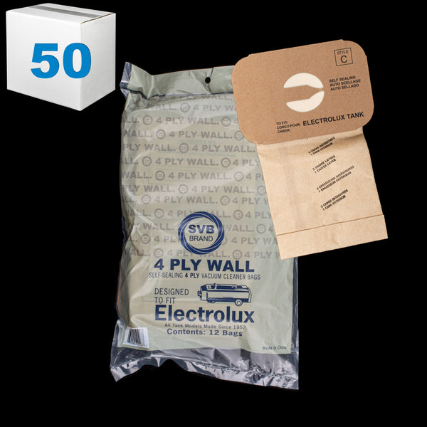 BA10/26-L50 Electrolux Paper Bag 4 Ply, 12 Bags Per Pack, Fits All Canister Models Since 1952, Lot of 50 Packages - PureFilters