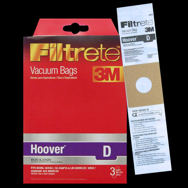 BA10/35 Hoover Paper Bag Type D 3 Pack 3M Fits Dial-a-Matic Series Upright Vacuums - PureFilters