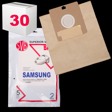 BA20301CS-30 Samsung Paper Bag 5500 6013 7713 4010 Canister 5 Pack SVB Standard Quality 2 Ply Also Fits Bissell Digipro And Bissell Power Partner Plus Using Original Bag VP-77 Case Of 30