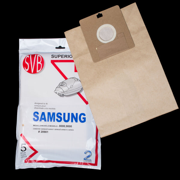 BA20901 Samsung Paper Bag 7910 8000 9000 Canister Standard Quality 2 Ply Also Fits Any Model Of Bissel Using Original Bag VP-90 **5 Pack SVB** - PureFilters
