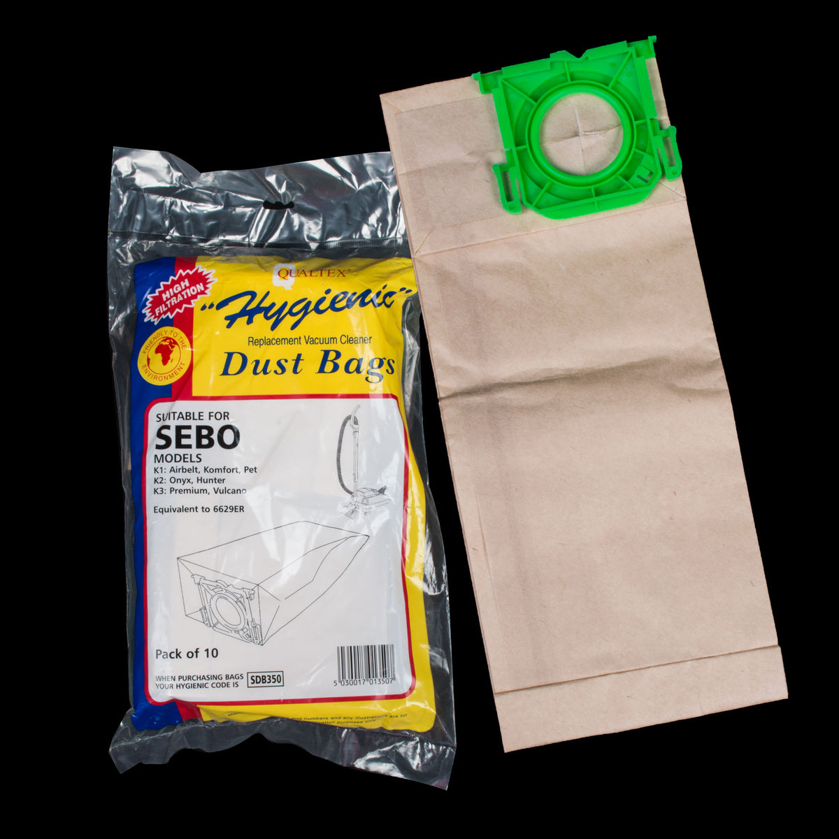 BA2650 Qualtex Paper Bag Pack of 10 for Sebo Windsor Canister Vacuums