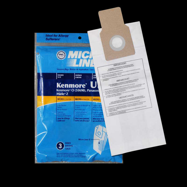 BA4376 Kenmore Paper Bag Microlined 3 Pack Upright Type U O 50680 50688 50690 50501 Miele Z U - PureFilters