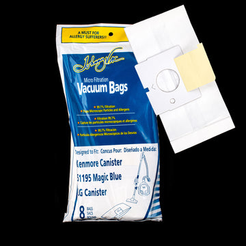 BA51195 Kenmore Type M Microlined Paper Bag 8 Pack Magic Blue LG Canister 50400