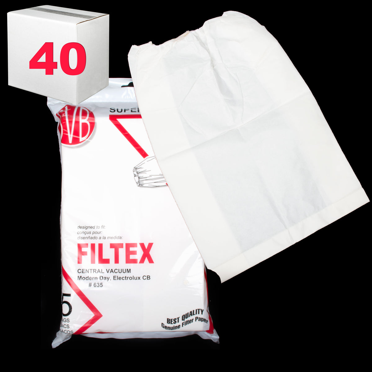 BA635CS-40 Filtex Paper Bag 64 Quart 17 Inches Elastic Top 5 Pack Also ...