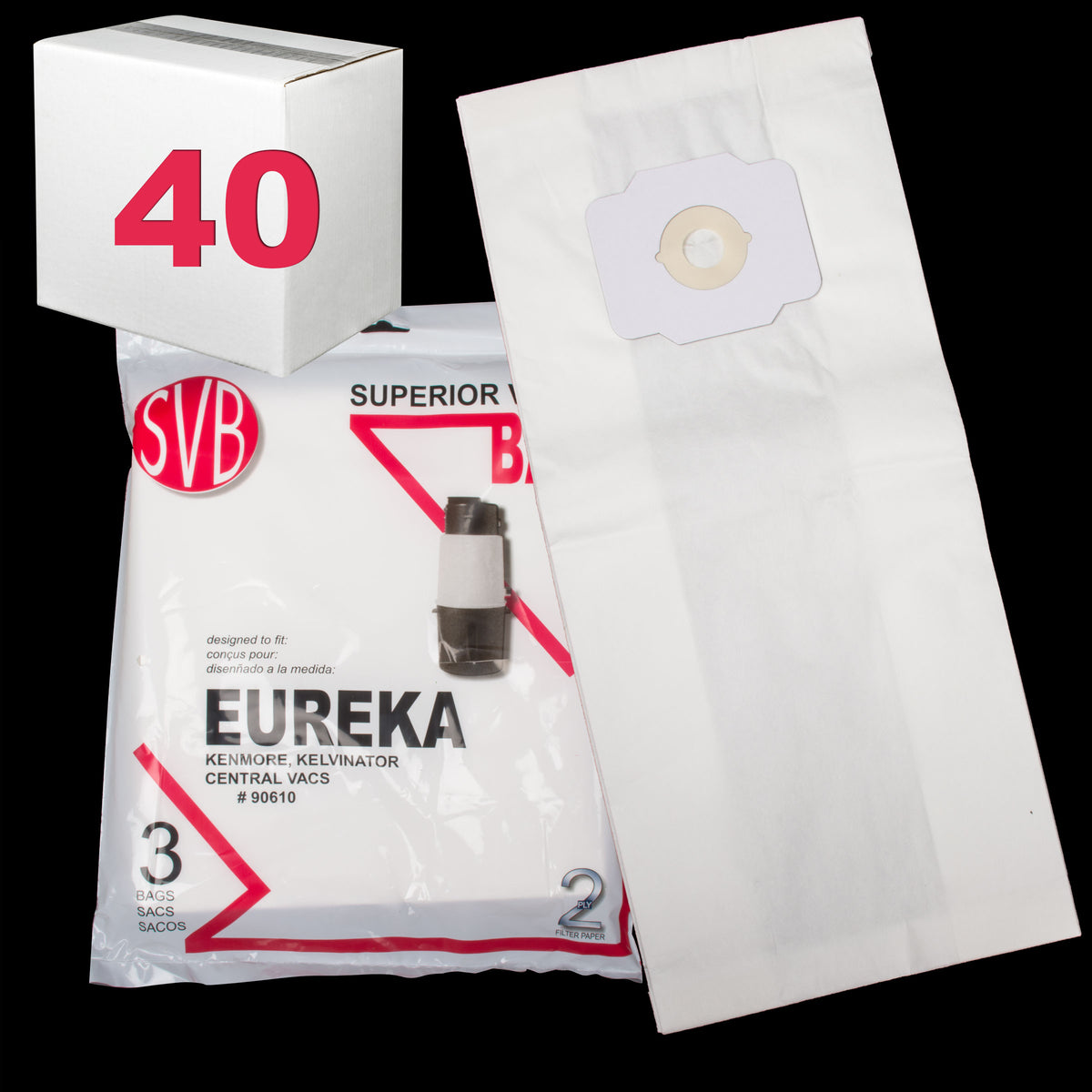 Central Vacuum Bags for Eureka, Kenmore, Mastercraft 4464, Kelvinator, Electrolux, Nilfisk (Case