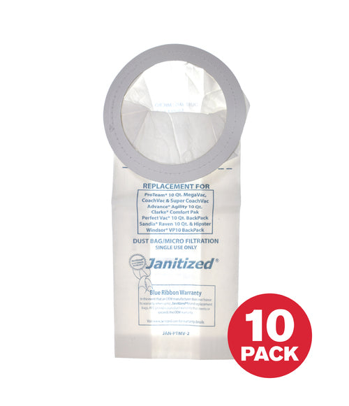 Dustbane BackPack Vac Single Use Micro Filter Dust Bags, 10/Pack