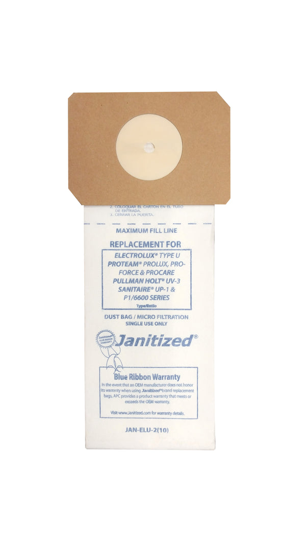 JAN-ELU-2(10) Janitized Paper Bag Electrolux Type U - Micro Filter **Case of 10 10pks** - PureFilters