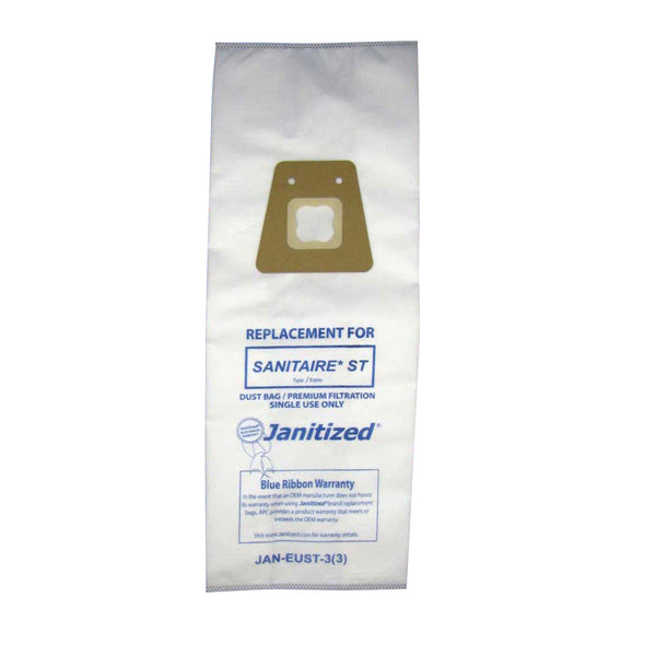 JAN-EUST-3(3) Janitized Paper Bag Sanitaire Style St Fits Model 600, 800 (For Use On Models With Tube Extension) Micro Filter Case of 12 3 Pks OEM# 63213 63213A 63213B 79524 - PureFilters