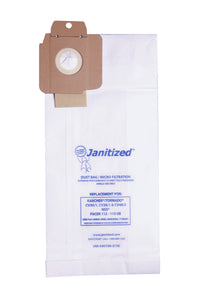 JAN-KACV30-2(10) Janitized Paper Bag 2 Ply Karcher/Tornado Models: CV30/1 & CV38/1 & CV48/2 CV38/2 Upright Micro Filter OEM# 6.904-294.0 or K6904294 NSS Pacer Models 112-115UE (Single Motor 12" & 15" OEM# 7190461 **Case of 10 10pks** - PureFilters