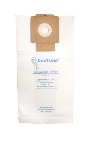 JAN-KAT12-2(10) Janitized Paper Bag Karcher Tornado Model T12/1- Micro Filter OEM# K69043120 OR 6.904-312.0 **Case of 10 - 10pks**