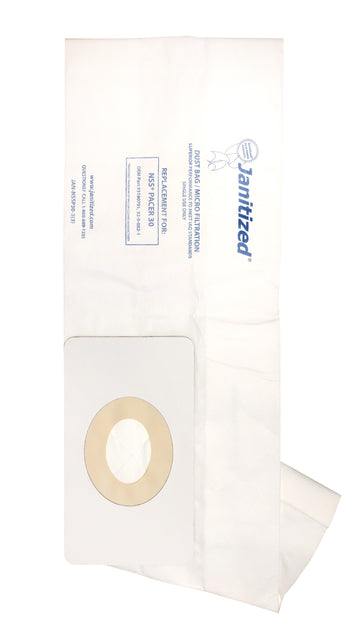 JAN-NSSP30-2(3) Janitized Paper Bag NSS Pacer 30 Micro Filter OEM# 32-9-082-1 Or 3190791 ** Case of 12 Pack of 3**