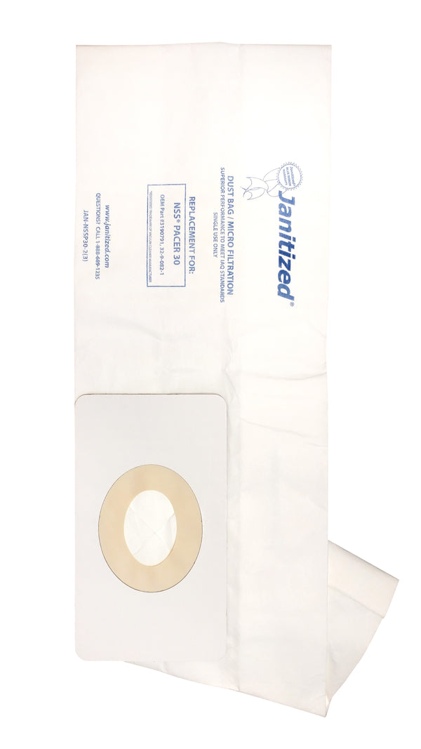 JAN-NSSP30-2(3) Janitized Paper Bag NSS Pacer 30 Micro Filter OEM# 32-9-082-1 Or 3190791 ** Case of 12 Pack of 3** - PureFilters