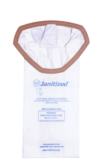 JAN-PTSCP10-2(10) Janitized Paper Bag Proteam Super Coach Pro 10 QT. Micro Filter Case Of 10 10pks OEM# 107313