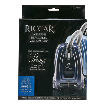 RCHC-6 Riccar OEM HEPA Bag Pack of 6 for Prima Straight-Air & Power-Team Canister Vacuums *Also Fits Simplicity Wonder Models*