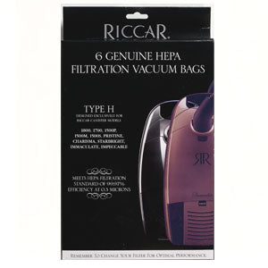 RHH-6 Riccar OEM HEPA Bag Pack of 6 Type H for Canister Vacuum Models 1500P 1500M 1500S 1700 1800 Immaculate Impeccable Pristine Charisma Starbright *Also Fits Simplicity Models S18 S20 S24 S36 S38 S36 Gusto Moxie Verve Cinch Jessie* - PureFilters