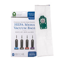 RLHC-6 Riccar OEM Charcoal Infused HEPA Bag Pack of 6 with Green Collar for Supralite Upright Models R10CV, R10P, R10D, R10S, R10SAND, & R17 *Also Fits Simplicity Freedom models S10CV S10P S10D S10S S10SAND & Maytag Model M500* - PureFilters