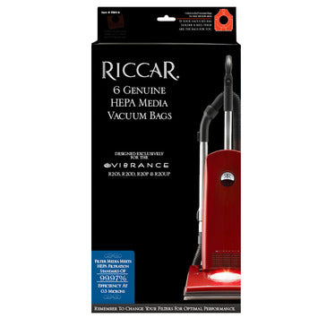 RMH-6 Riccar OEM HEPA Bag Pack of 6 with Red Collar for Vibrance Upright Models R20UP, R20P, R20D, & R20S *Also Fits Simplicity Symmetry models S20UP S20P S20D S20S & Maytag model M700*