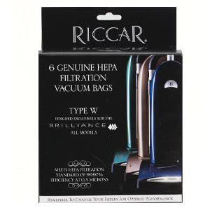 RWH-6 Riccar OEM HEPA Bag Pack of 6 Type W for Brilliance & Retriever Upright Models BRLP, BRLD, & BRLS *Also Fits Simplicity Synchrony & Fetch models SCRP SCRD SCRS*