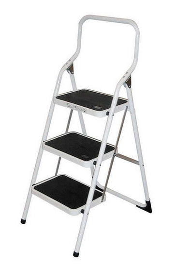Brico 3-Step Steel Ladder, White