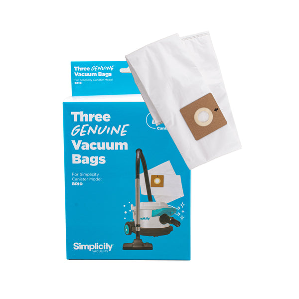 SBCH-3 Simplicity OEM Synthetic Bag Pack of 3 for Brio Heavy Duty Canister Vacuums *Also Fits Tornado TV2SS canisters* - PureFilters