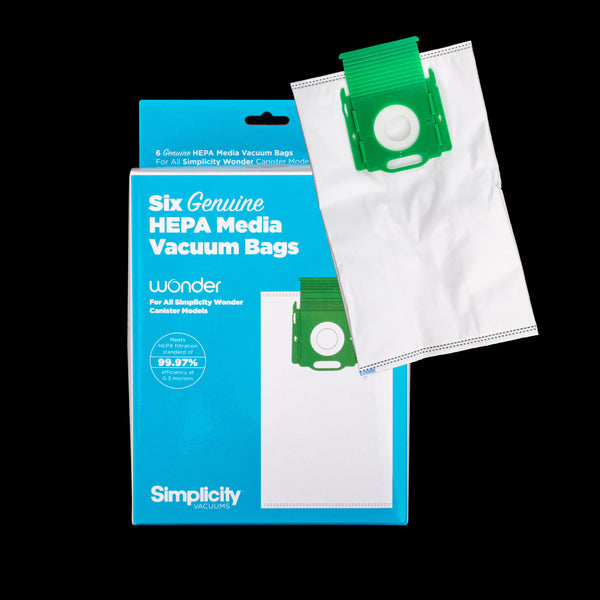 SCHC-6 Simplicity OEM HEPA Bag Pack of 6 for Wonder Straight-Air & Power-Team Canister Vacuums *Also Fits Riccar Prima Models* - PureFilters
