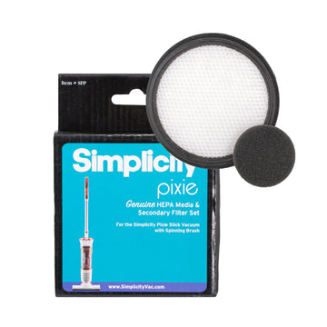 SFP Simplicity OEM Filter Set with HEPA Exhaust & Foam Secondary Filters for Pixie Broom Vacuums *Also Fits Riccar Steward Models - Not Washable*
