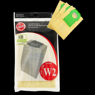XH401010W2 Hoover OEM Paper Bag Pack of 3 Type W2 with Allergen Filtration for Windtunnel Upright Vacuums