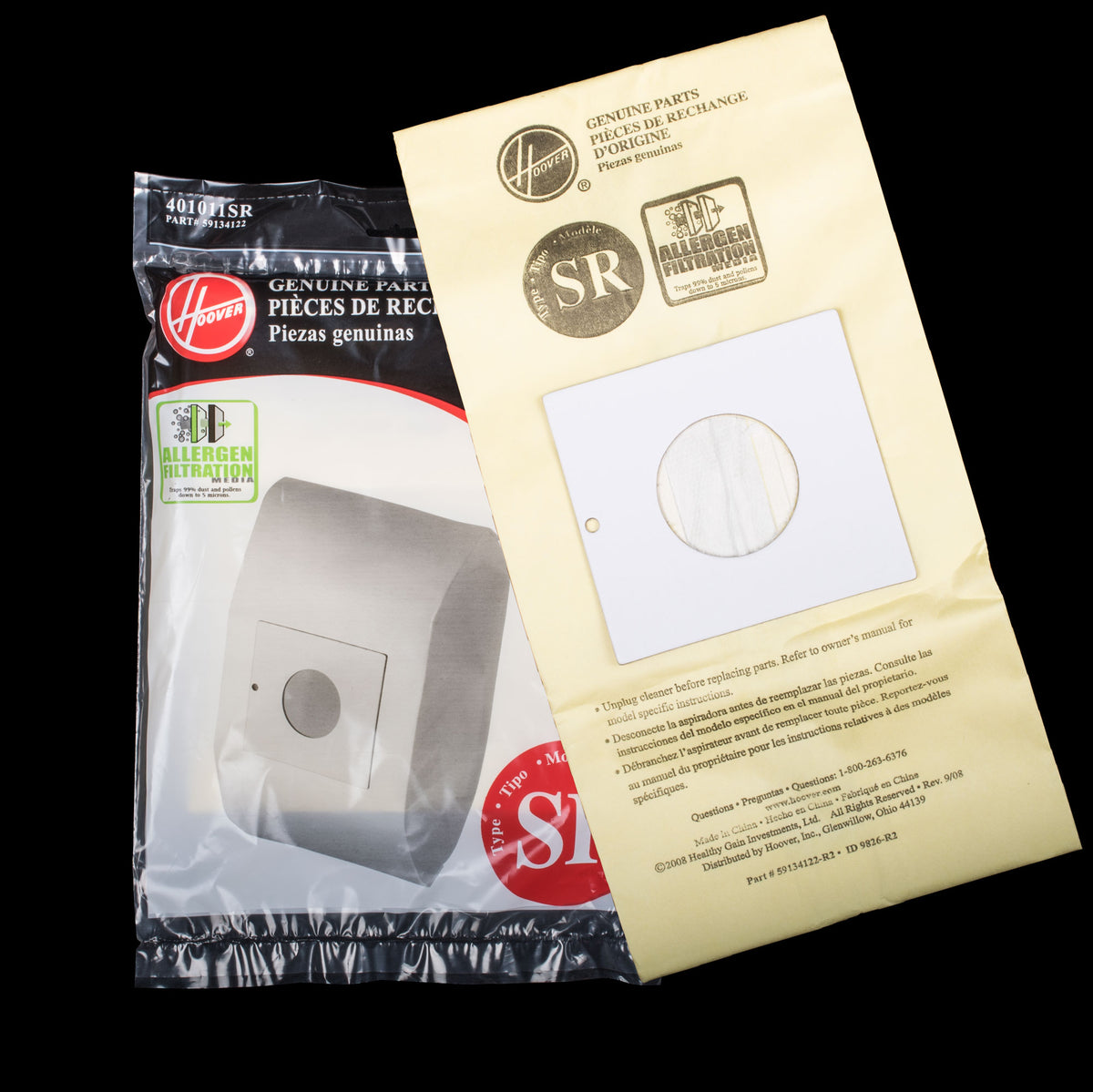 XH401011SR Hoover OEM Paper Bag Pack of 3 Type SR with Allergen