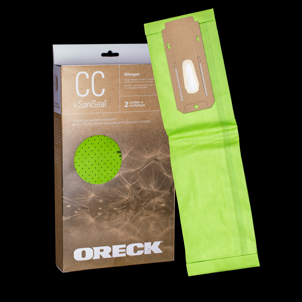 Xo500125 oreck oem paper bag 6 pack type cc with high density allergen