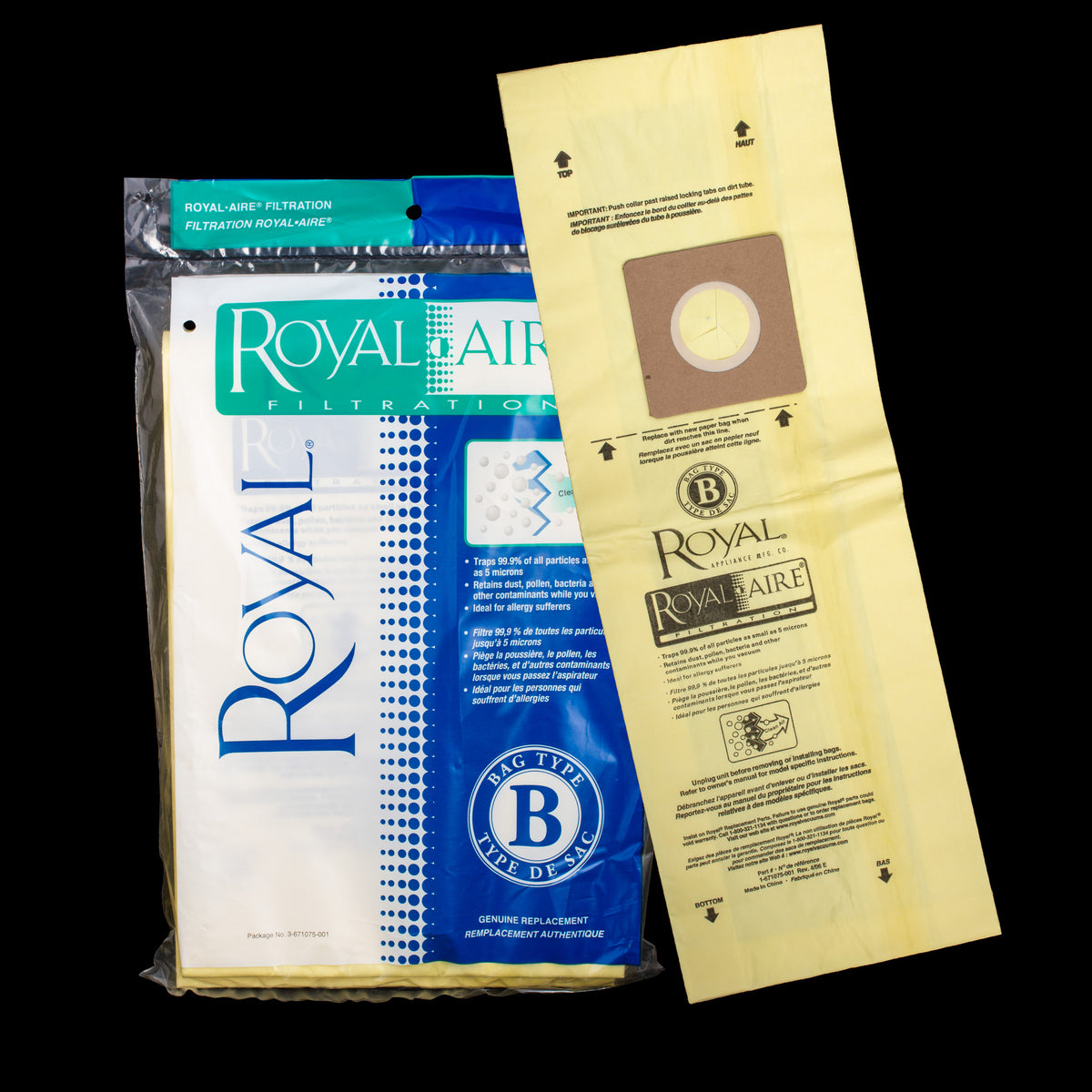 XR3671075001 Royal OEM Paper Bag Pack of 3 Type B with RoyalAire