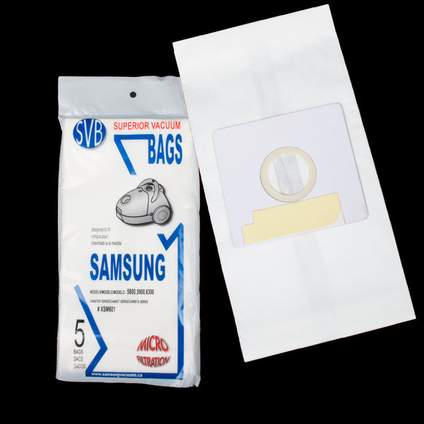 XSM601 Samsung Paper Bag Micro 5100 5115 5913 6300 6813 Canister 5 Pack Fits Bissell Butler Revolution Using VP95B Johnny Vac Barracuda Jazz Rosy Shark EP754C Royal R BISSELL 48K2C 67E2 2037270 - PureFilters